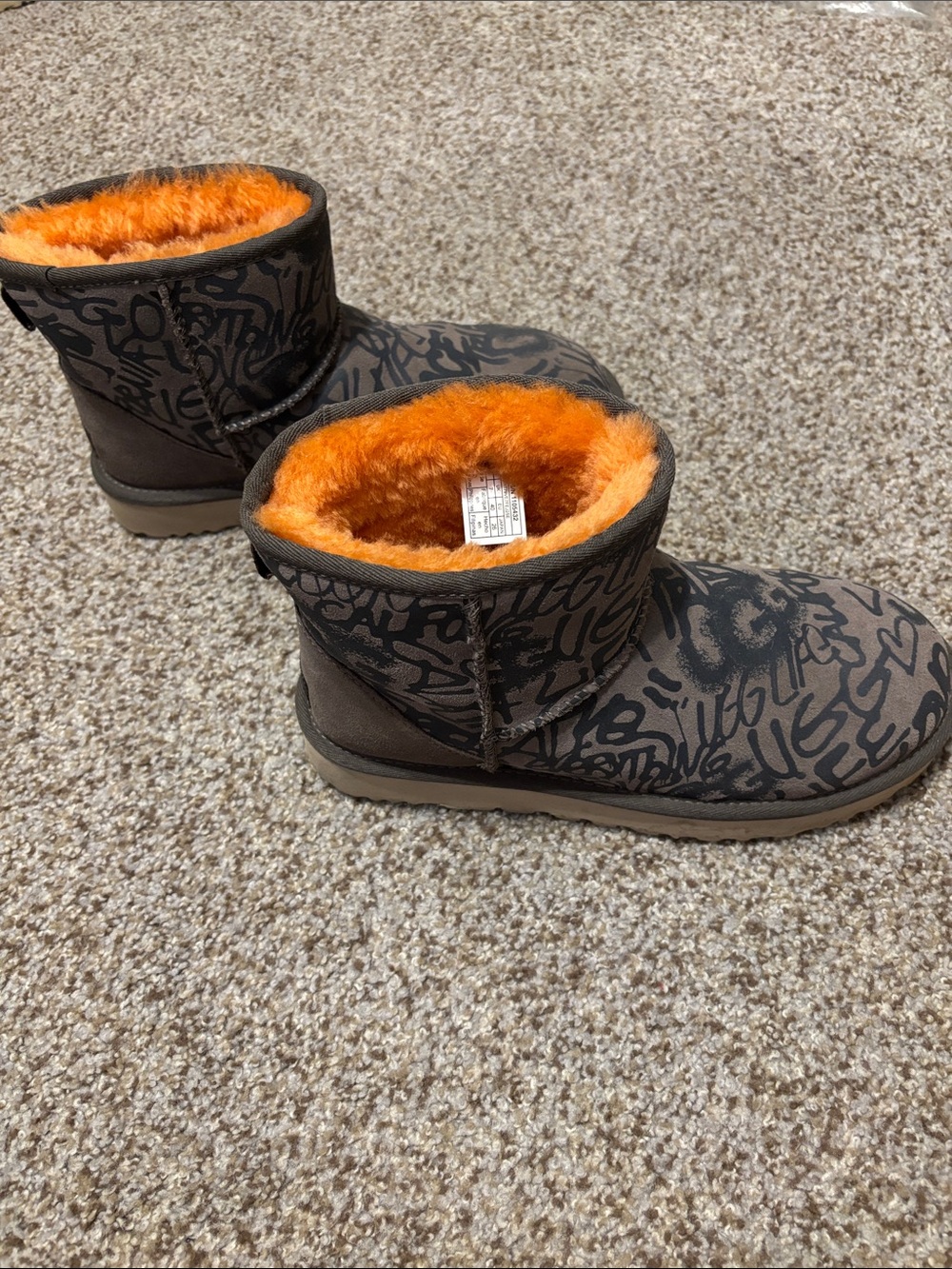Ugg Classic Mini Graffiti Brown Boots, size 9